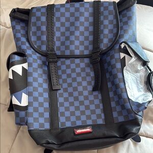 Sprayground Blue and Black Checkered Backpack